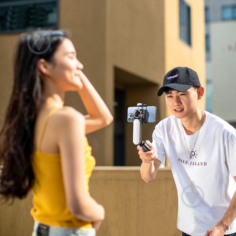 Держатель для смартфона Q09 Mini Electric Gimbal Stabilizer Extendable Selfie Stick Tripod Bluetooth Remote Control (6975068272314) RTAKO [019] Black - фото 4