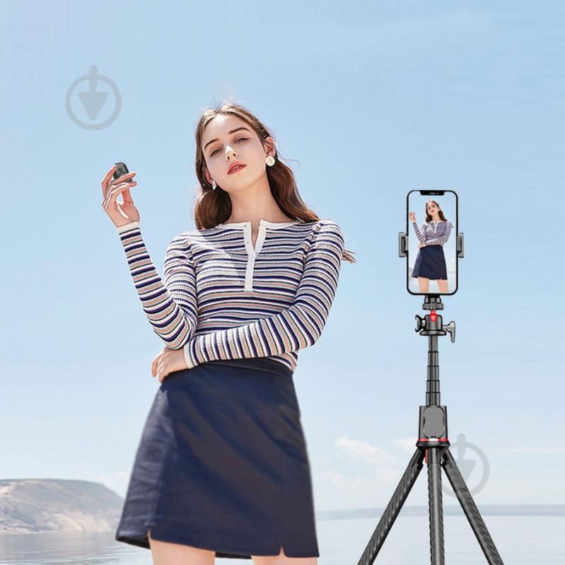 Трипод RTAKO C03 Octopus Extendable Tripod Selfie Stick with Detachable Phone Holder Black (6942063212416) - фото 5