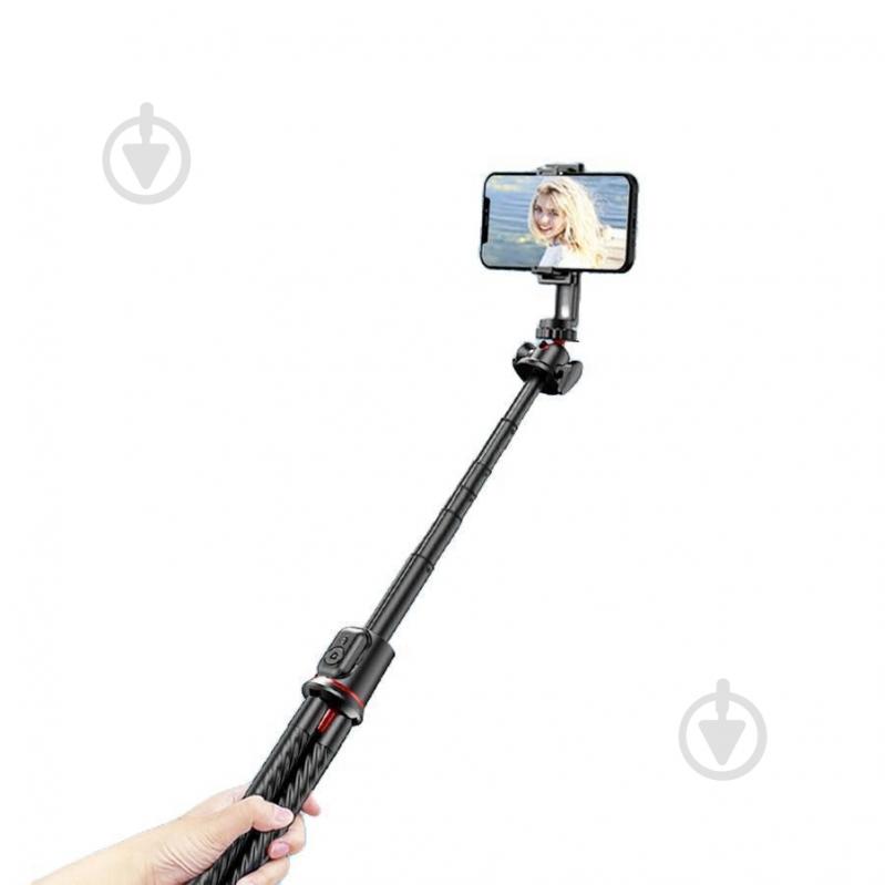 Трипод RTAKO C03 Octopus Extendable Tripod Selfie Stick with Detachable Phone Holder Black (6942063212416) - фото 1
