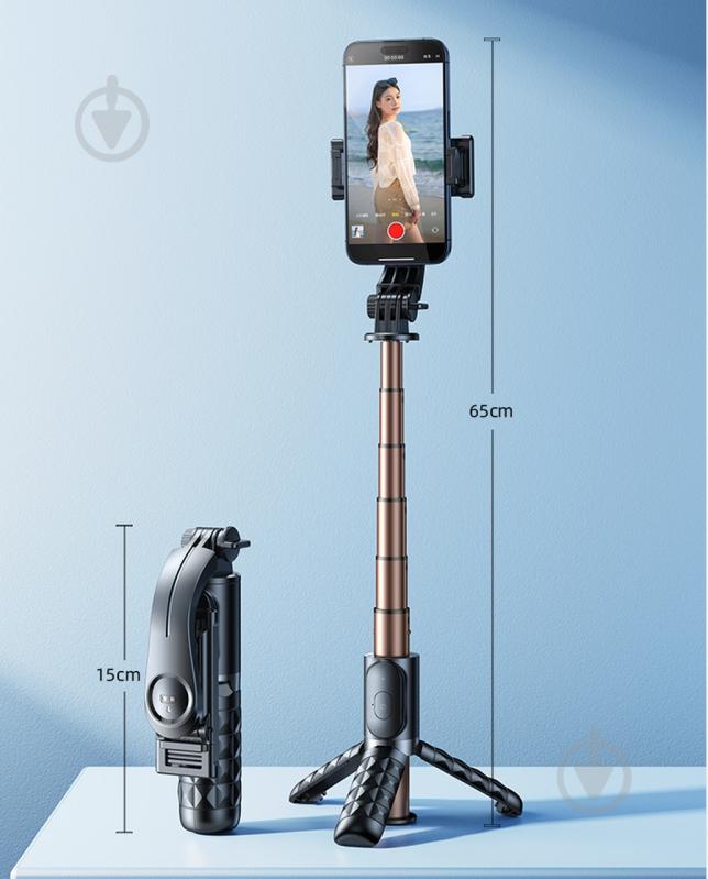 Трипод RTAKO Q10R Mini Clip selfie stick Black (6942063215332) - фото 10