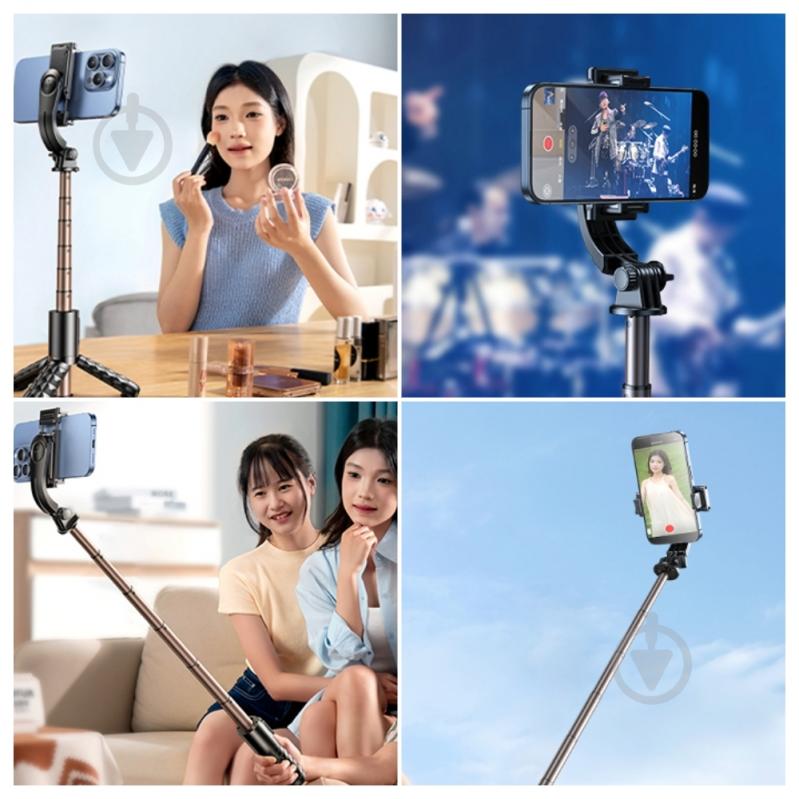 Трипод RTAKO Q10R Mini Clip selfie stick Black (6942063215332) - фото 9