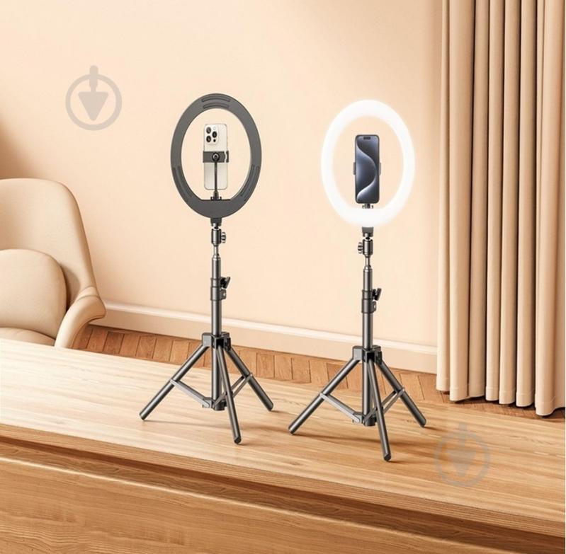 Комплект блогера RTAKO ZJ-ZBT01 Live Streaming Stand with Ring Light and Floor Tripod ABS Black (6942063215400) - фото 4 Комплект блогера RTAKO ZJ-ZBT01 Live Streaming Stand with Ring Light and Floor Tripod ABS Black (6942063215400) - фото 4