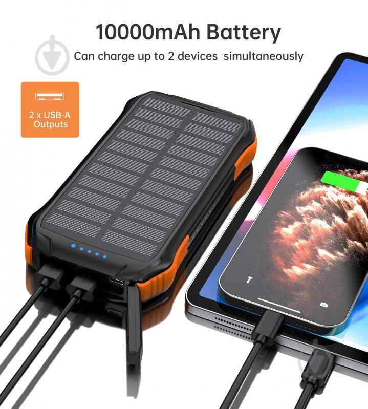 Повербанк с солнечной панелью Choetech 10000 mAh black (B659-OR) - фото 4