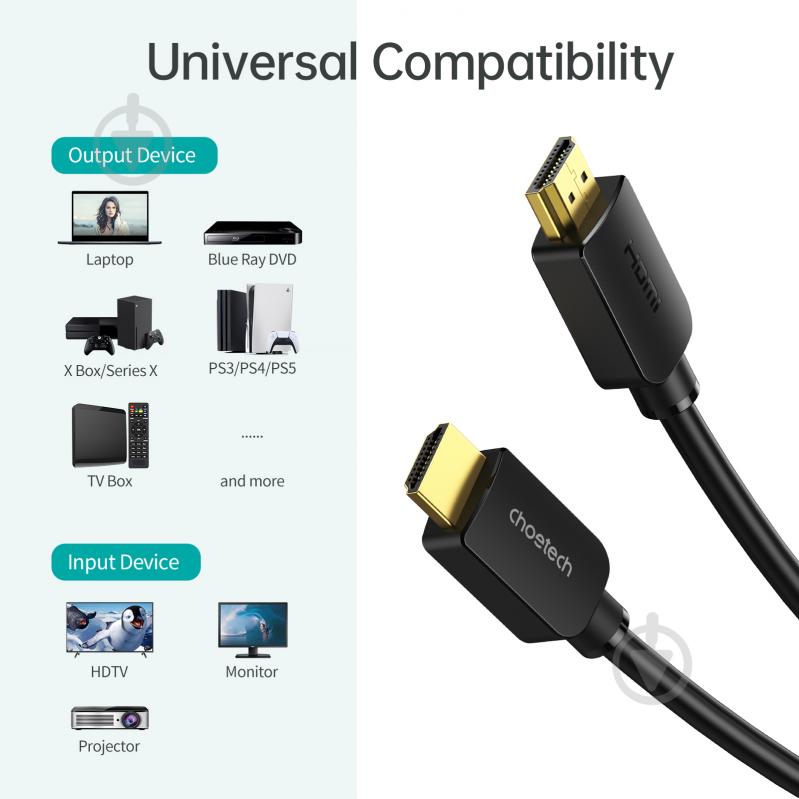 Кабель Choetech XHH-TP20, HDMI V.2.1, 8К 60 Гц 1,8 м (XHH-TP20) - фото 3