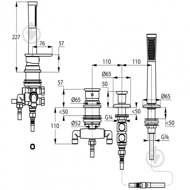 Смеситель для ванны/душа Kludi E2 494260575 - фото 2 Смеситель для ванны/душа Kludi E2 494260575 - фото 2