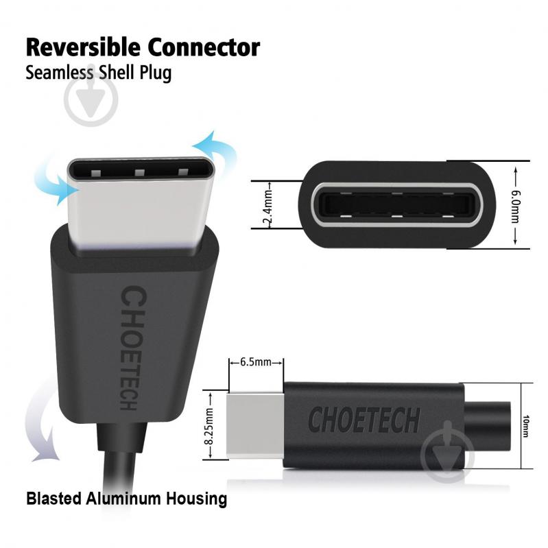 Кабель Choetech AC0002, USB 2.0, USB-C/USB-C 1 м black (AC0002) - фото 5