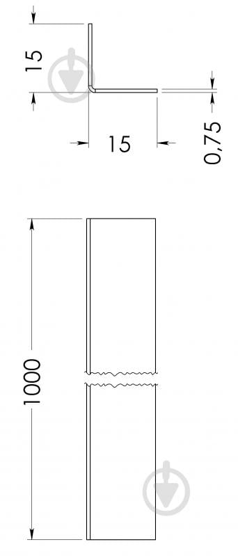Уголок STOREHOUSE 15x15x0,75 мм 1000 мм оцинкованный гладкий - фото 2