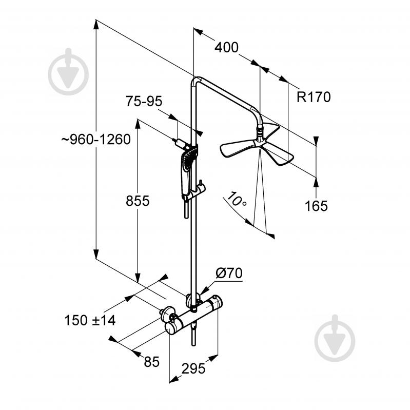 Душова система Kludi Dual Shower System Fizz з термостатом 670950500 - фото 2