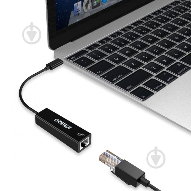 Адаптер Choetech с USB Type-C на Gigabit Ethernet черный (HUB-R01) - фото 5