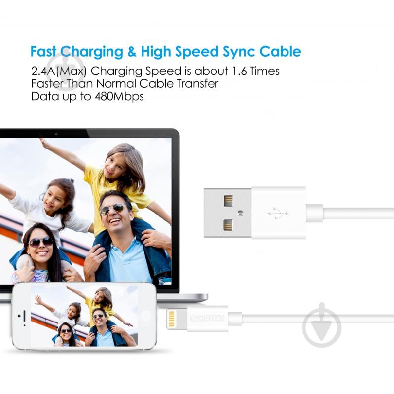 Кабель Choetech P0026-WH USB-А/Lightning MFI 1,2 м білий (IP0026-WH) - фото 8