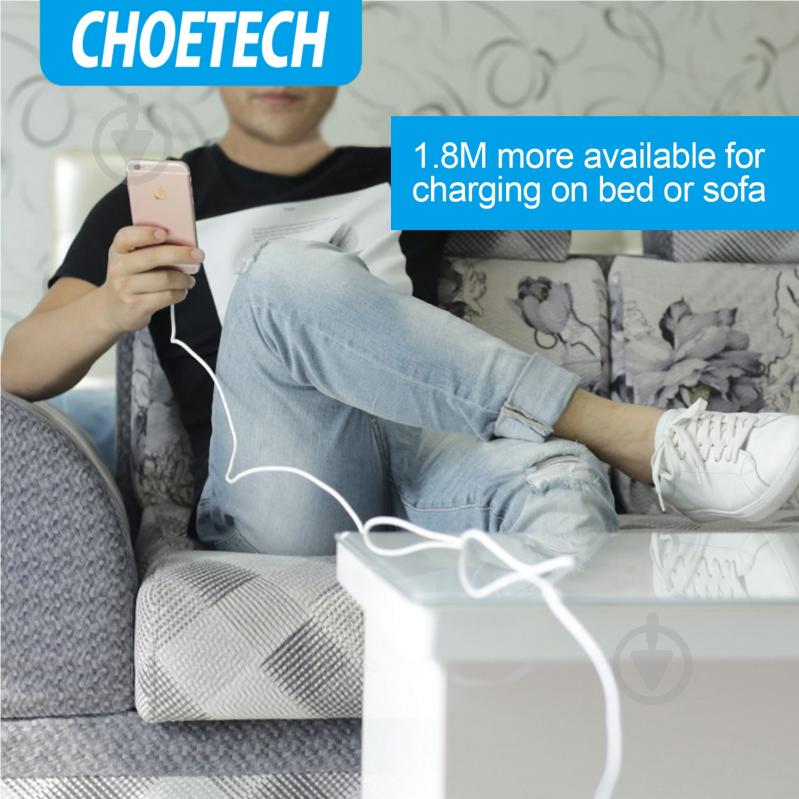 Кабель Choetech IP0027-WH USB-А/Lightning MFI 1,8 м белый (IP0027-WH) - фото 10 Кабель Choetech IP0027-WH USB-А/Lightning MFI 1,8 м белый (IP0027-WH) - фото 10