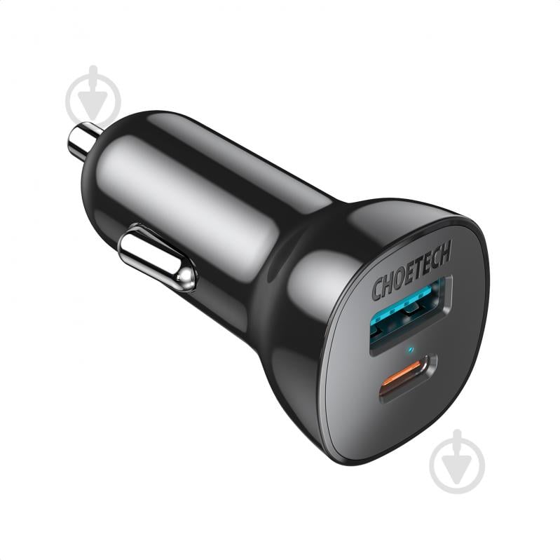 Автомобильное зарядное устройство Choetech TC0005-BK USB-A/USB-C 20Вт QC3.0/PD - фото 1