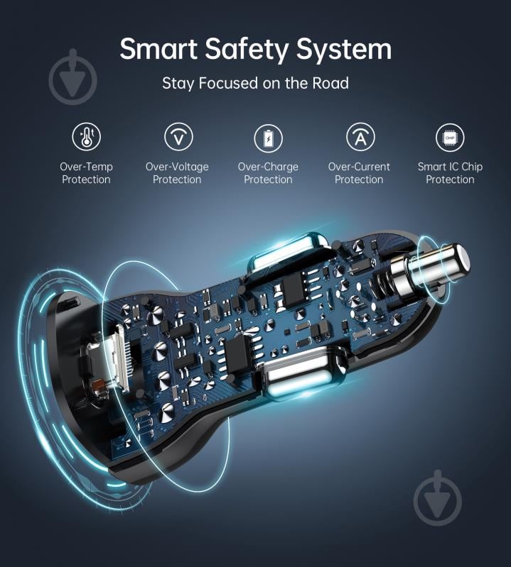 Автомобильное зарядное устройство Choetech TC0005-BK USB-A/USB-C 20Вт QC3.0/PD - фото 3