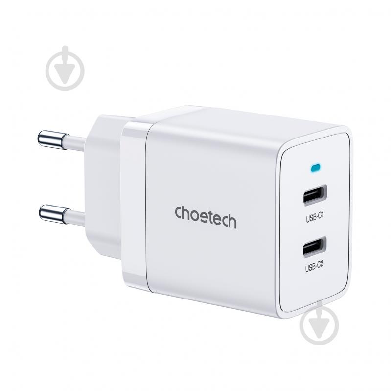 Сетевое зарядное устройство Choetech Q5006-EU-WH 2 USB-C, 40Вт PD/QC/PPS - фото 1