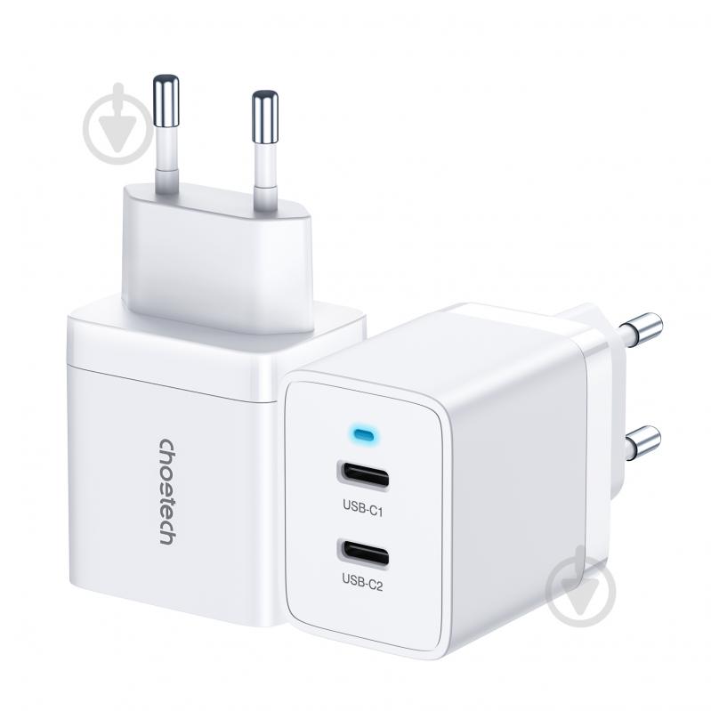 Сетевое зарядное устройство Choetech Q5006-EU-WH 2 USB-C, 40Вт PD/QC/PPS - фото 3