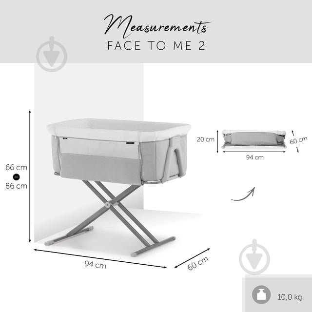 Кроватка детская Hauck Face to Me 2 Melange Grey 60853-1 - фото 2