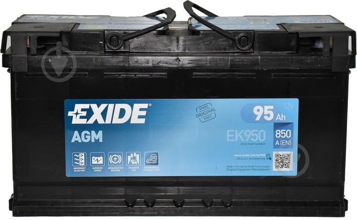 Аккумулятор автомобильный EXIDE AGM 6СТ-95 Euro 95Ah 850A 12V «+» справа (EK950) - фото 2