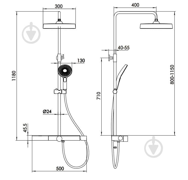 Душова система Koller Pool Orion PRO з термостатом, хром (OR045020CH) - фото 4