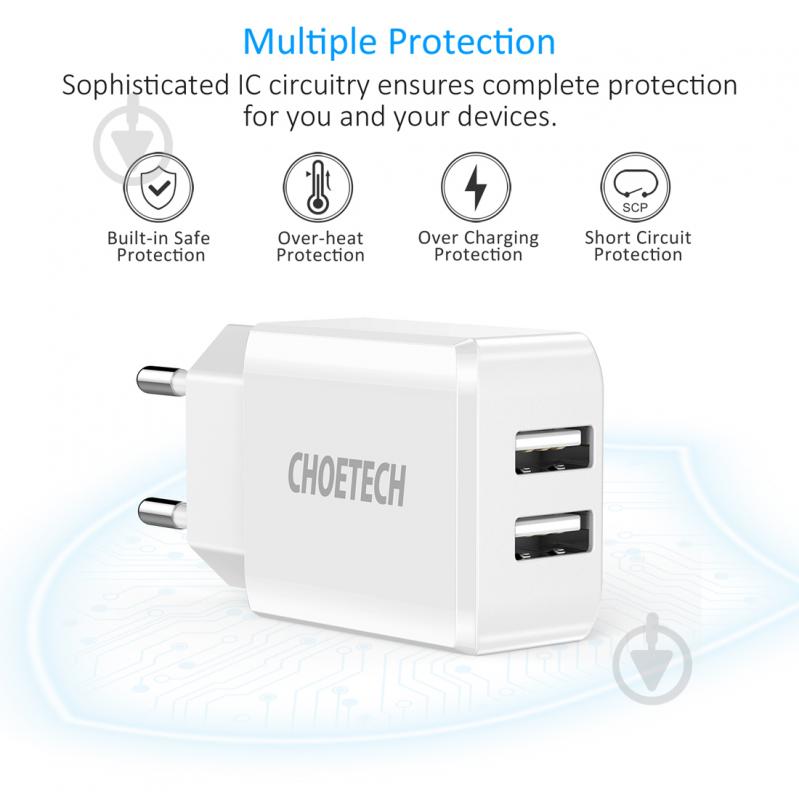 Сетевое зарядное устройство Choetech C0030EU-WH - фото 3