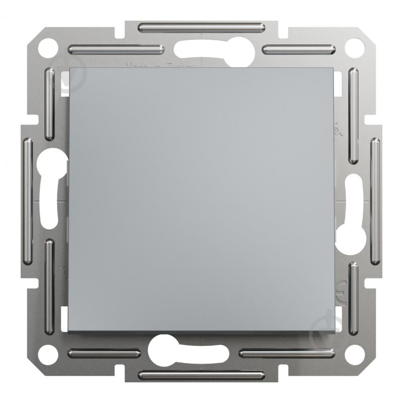 Выключатель кнопочный одноклавишный Schneider Electric Asfora без подсветки сталь EPH0700162 - фото 1