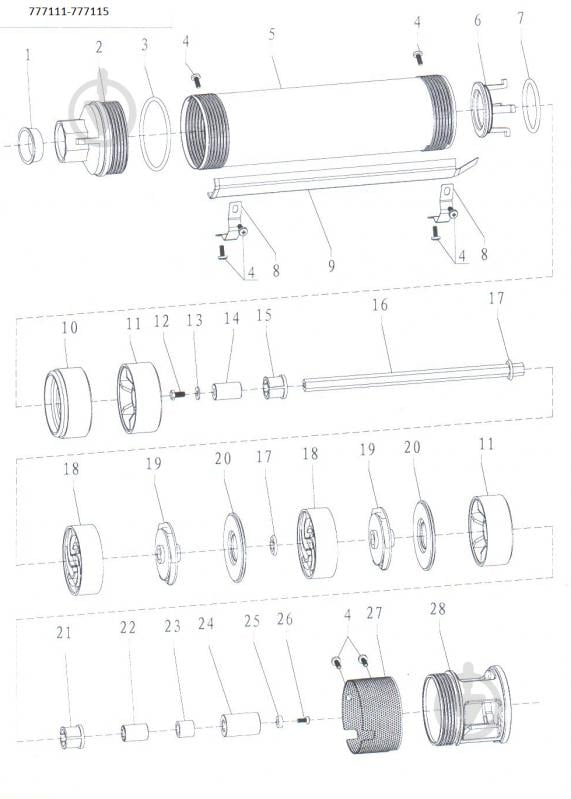 Насос свердловинний Dongyin 0.25кВт H 33(27)м Q 80(50)л/хв Ø94мм AQUATICA 3.5SDm3/6 777111 - фото 2