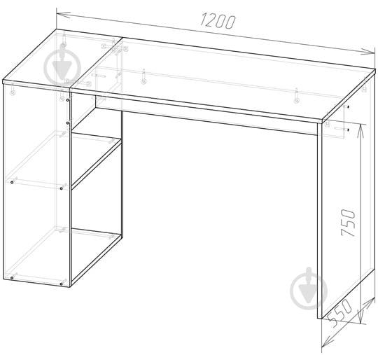 Стол письменный DC Катран 1200x750x550 дуб тахо/черный - фото 4