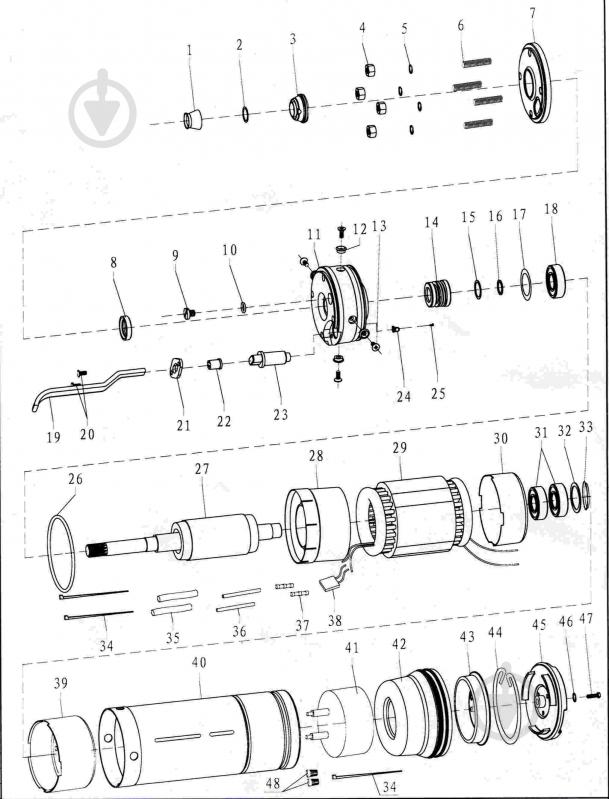 Насос скважинный Dongyin 0.37кВт H 56(44)м Q 55(33)л/хв Ø102мм AQUATICA 4SDm2/8 777121 - фото 3