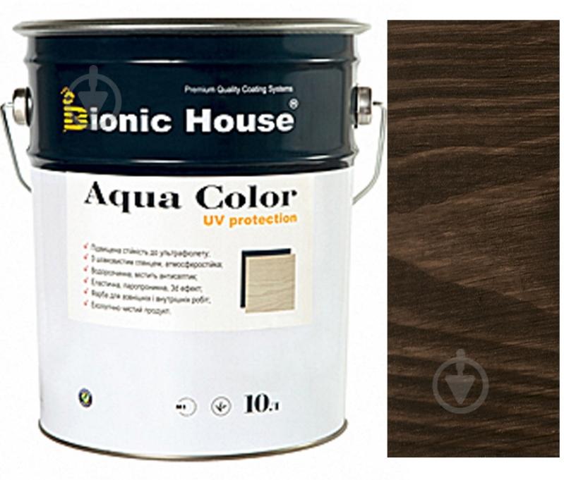 Лазурь Bionic House лессирующая универсальная Aqua Color UV protect палисандр шелковистый мат 10 л - фото 1