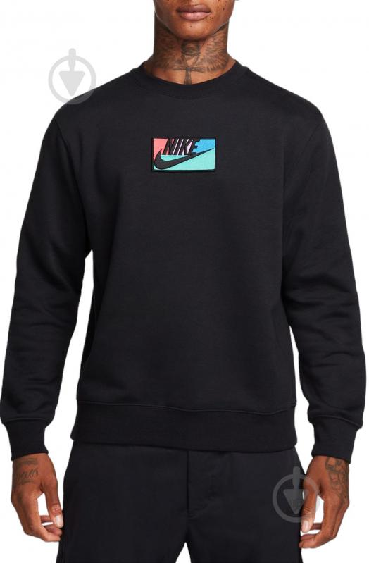 Світшот Nike M NK CLUB+ BB CREW PATCH GX FB8435-010 р.XL чорний - фото 1