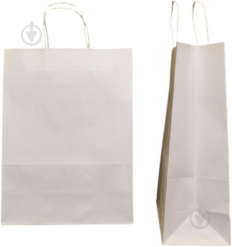 Пакет подарунковий М 18x23x10 см крафт білий - фото 1