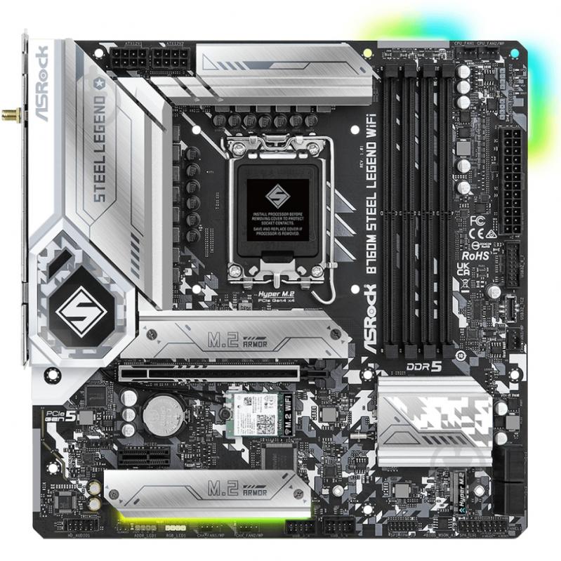 Материнська плата ASRock B760M STEEL LEGEND WIFI (Socket 1700, Intel B760, micro ATX) - фото 1