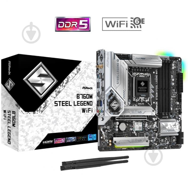 Материнская плата ASRock B760M STEEL LEGEND WIFI (Socket 1700, Intel B760, micro ATX) - фото 5