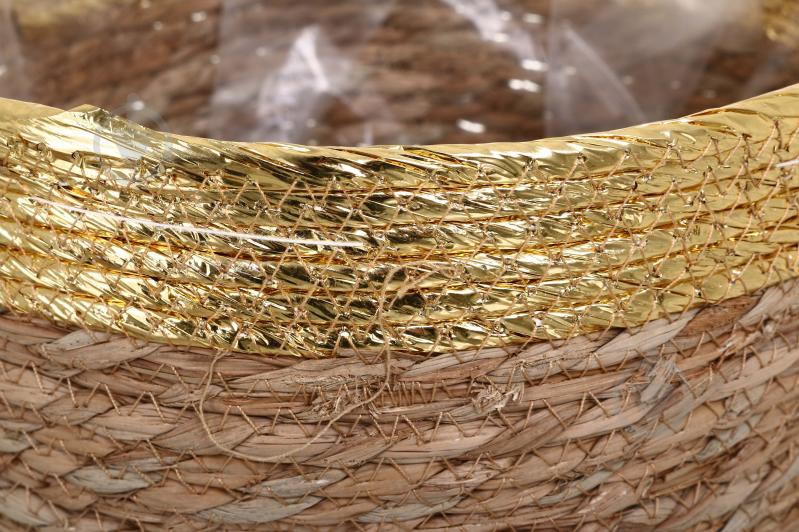 Кашпо ПВХ флористичне 29x20 см FWP23-10-2 круглий коричневий із золотистим - фото 2 Кашпо ПВХ флористичне 29x20 см FWP23-10-2 круглий коричневий із золотистим - фото 2