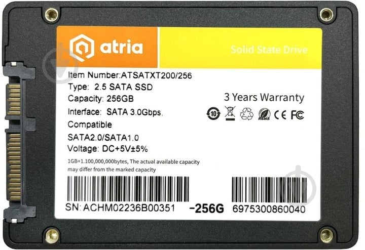 SSD-накопитель ATRIA XT200 256GB 2,5" SATA III TLC (ATSATXT200/256) - фото 2