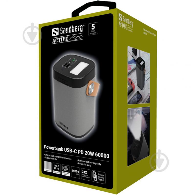 Повербанк Sandberg 420-71 60000 mAh black/grey (420-71) - фото 3