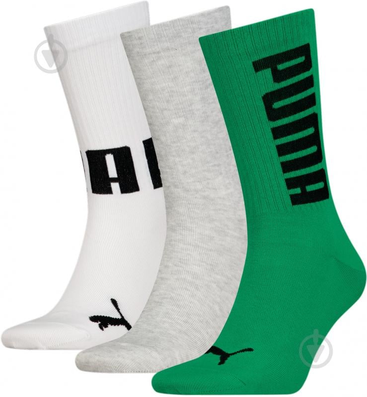 Шкарпетки Puma UNISEX BIG LOGO CREW 3P 93838703 р.35-38 різнокольоровий - фото 1