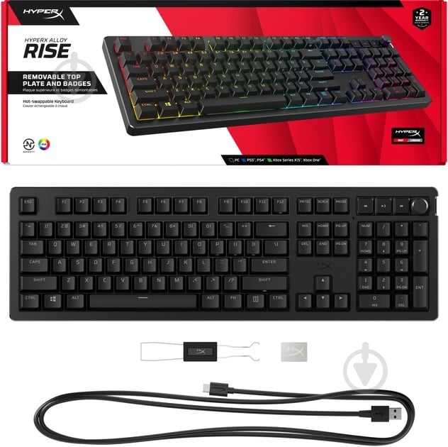 Клавиатура HyperX Alloy Rise PBT HX Red USB (7G7A3AA) black - фото 6