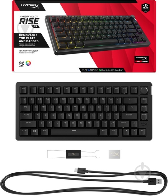 Клавіатура HyperX Alloy Rise 75 PBT HX Red USB (7G7A4AA) black - фото 6