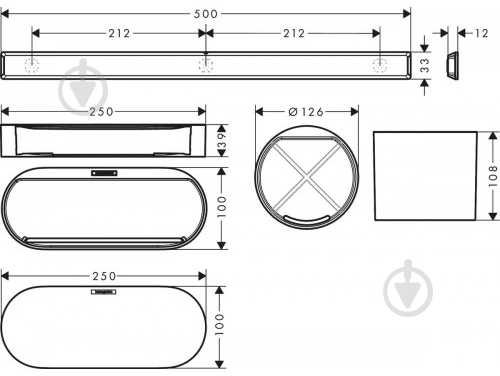 Набор для ванной комнаты Hansgrohe 4в1 WallStoris (27968670) black - фото 2