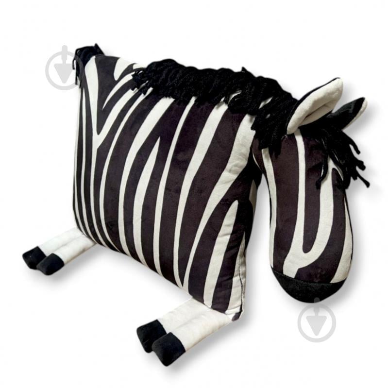 Подушка-обіймашка Коник зебра 35x50 см чорний із білим Анна - фото 1 Подушка-обіймашка Коник зебра 35x50 см чорний із білим Анна - фото 1