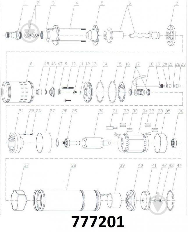 Насос шнековый Dongyin 0.37кВт H 130(65)м Q 20(13.3)л/мин Д75мм AQUATICA 777201 - фото 2