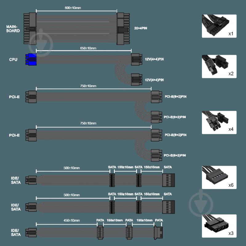 Блок питания GameMax GX-650 Molular GX-650 Modular 650 Вт - фото 26