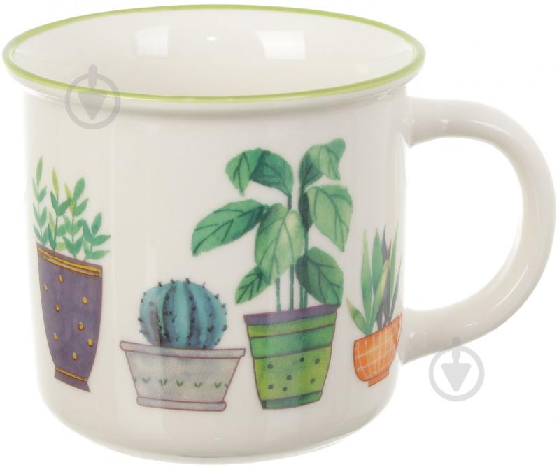 Чашка Fiora Flower Pots Green 350 мл - фото 1