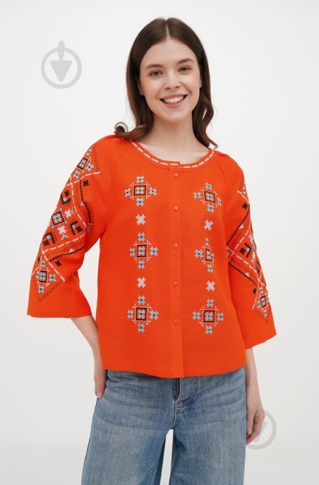 Блуза Галерея льону Вільха р. 44 помаранчевий 9451/44/200 - фото 1 Блуза Галерея льону Вільха р. 44 помаранчевий 9451/44/200 - фото 1