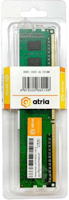 Оперативна пам'ять ATRIA DDR3 SDRAM 4 GB (1x4GB) 1600 MHz (UAT31600CL11K1/4) - фото 3