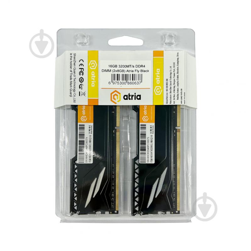 Оперативная память ATRIA DDR4 SDRAM 16 GB (2x8GB) 3200 MHz (UAT43200CL18BK2/16) Fly Black - фото 3