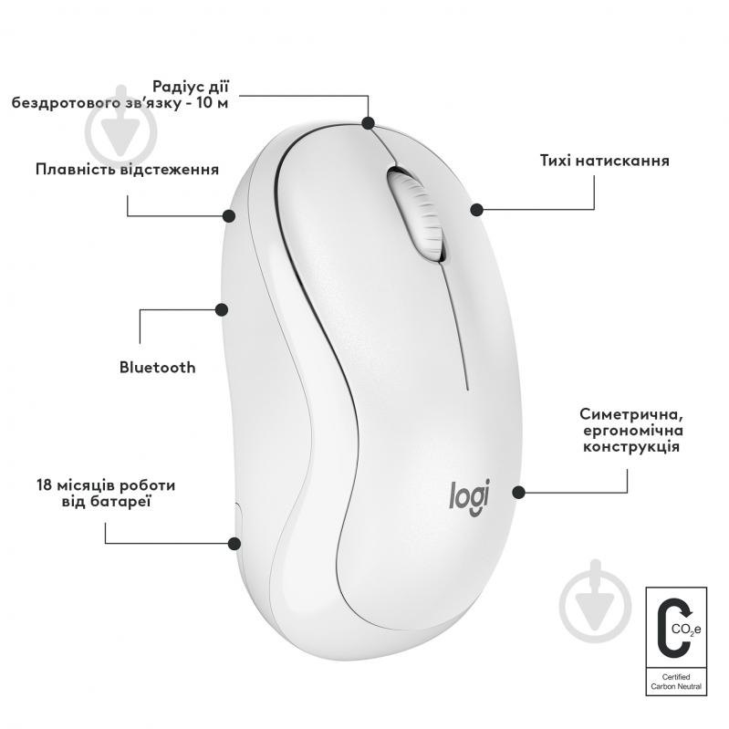 Мышка Logitech M240 Silent Bluetooth Mouse white (L910-007120) - фото 7