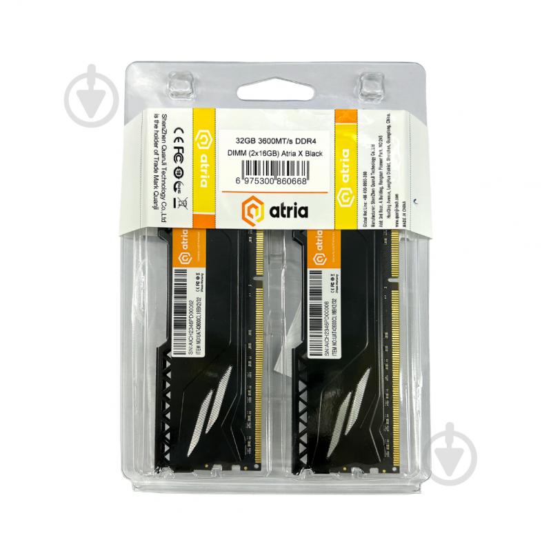 Оперативна пам'ять ATRIA DDR4 SDRAM 32 GB (2x16GB) 3600 MHz (UAT43600CL18BK2/32) - фото 3