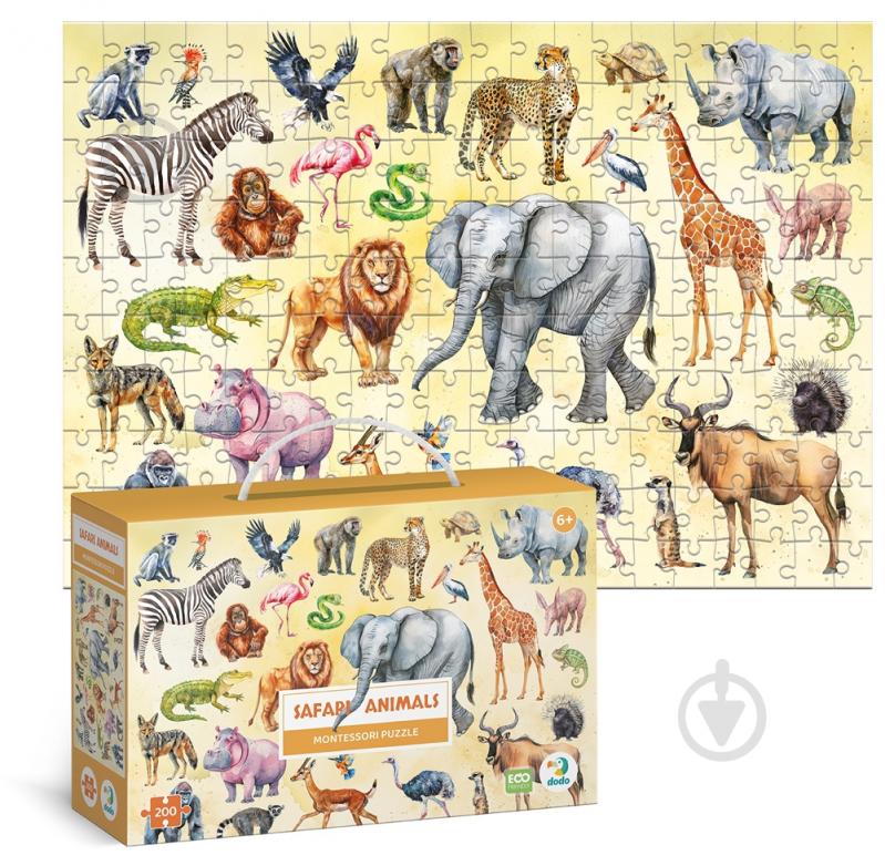 Пазл DoDo Монтессорі Тварини Сафарі, 200 елементів 300628 - фото 2 Пазл DoDo Монтессорі Тварини Сафарі, 200 елементів 300628 - фото 2
