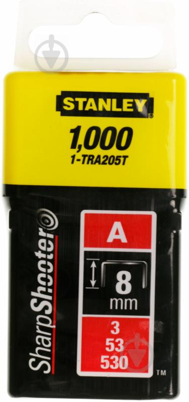 Скобы для ручного степлера Stanley 8 мм тип 53 (А) 1000 шт. 1-TRA205T - фото 1